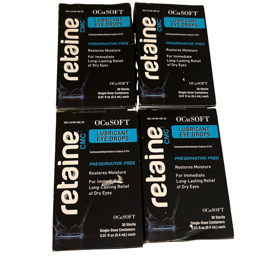 4 Boxes OCuSOFT Retaine CMC Eye Drops 30 Single Doses Exp 3/28 Preservative Free